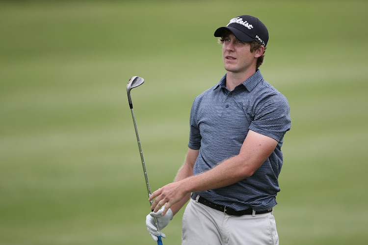 Victor Lange plays a shot on the 7th during day 3 of the 2019 Eye of Africa PGA Championship at Eye of Africa Signature Golf Estate on February 02, 2019 in Johannesburg.