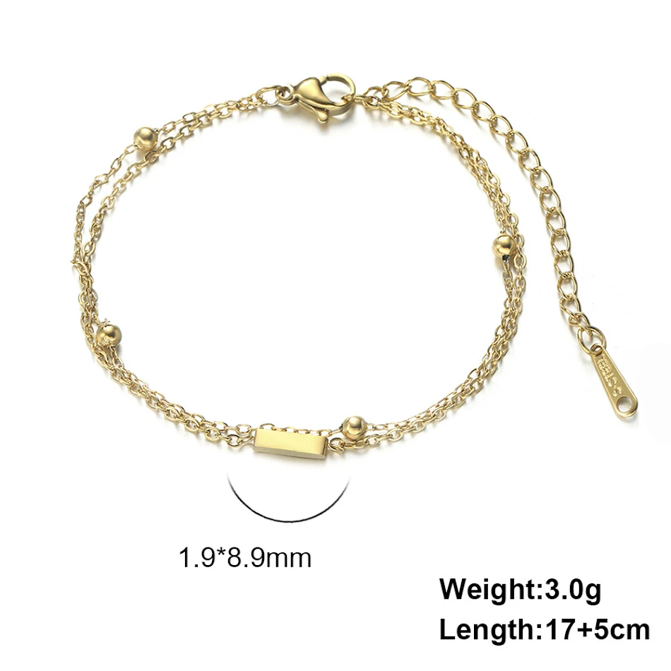 Titanium stalen armband met hanger van 26 letters, dubbele ketting, elegant en duurzaam design. Gepersonaliseerd en perfect als cadeau.