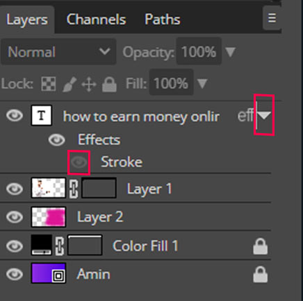 turn off layer effect in photopea
