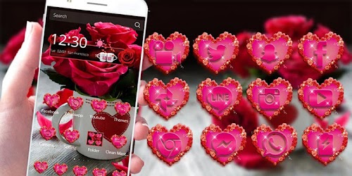 Android application Red Rose Theme Love Valentine screenshort