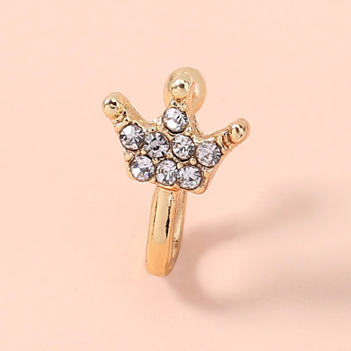 Title 2, Golden Diamond Nose Ring Mini Cute Crown. Fake ...