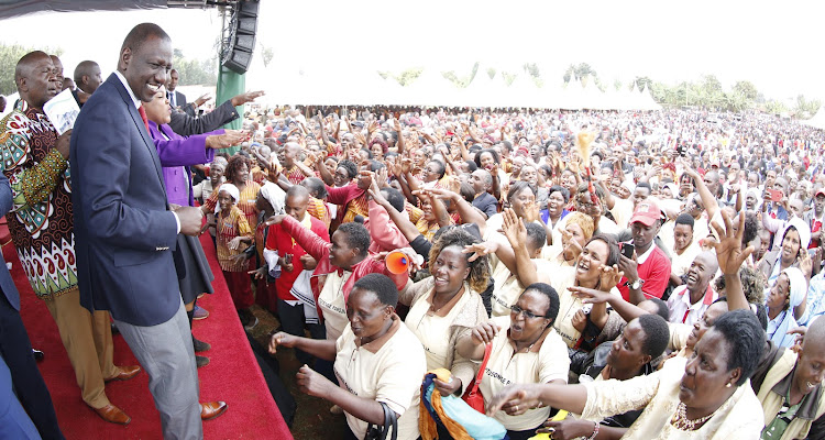 Deputy President William Ruto addressing a rally in Kirinyaga County