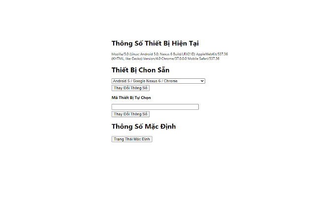 Thay đổi thiết bị người dùng chrome extension