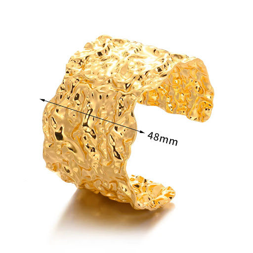 Title 19, Gold Stainless Steel Bracelet with Concave-conv...