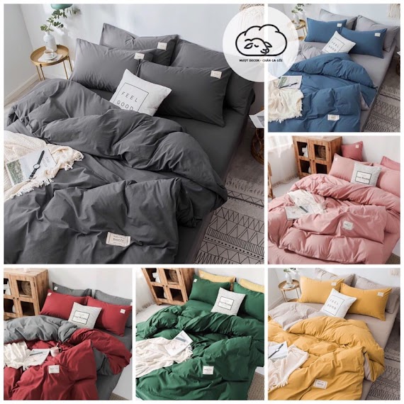 Bộ Chăn Ga Cotton Đũi Đủ Size Đệm Cotton Tici Hàn Quốc Dùng Được Hai Mặt Mượt Decor Nhập Khẩu