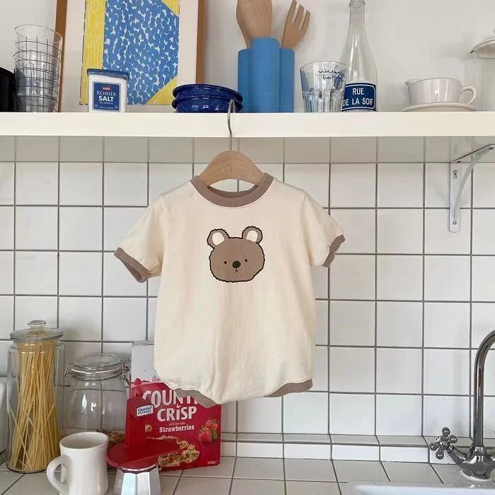 Title 6, Schattige Baby Beer Casual Romper met Korte Mou...