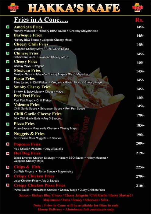 Hakka's Kafe menu 