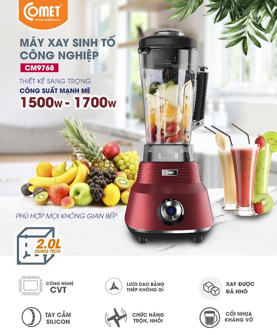 Máy Xay Sinh Tố Công Nghiệp 1700W Comet - Cm9768 - Hàng Chính Hãng