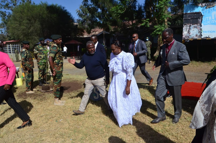 Second Lady Dorcas Rigathi arriving for thanksgiving service in Nakuru on February 12, 2023