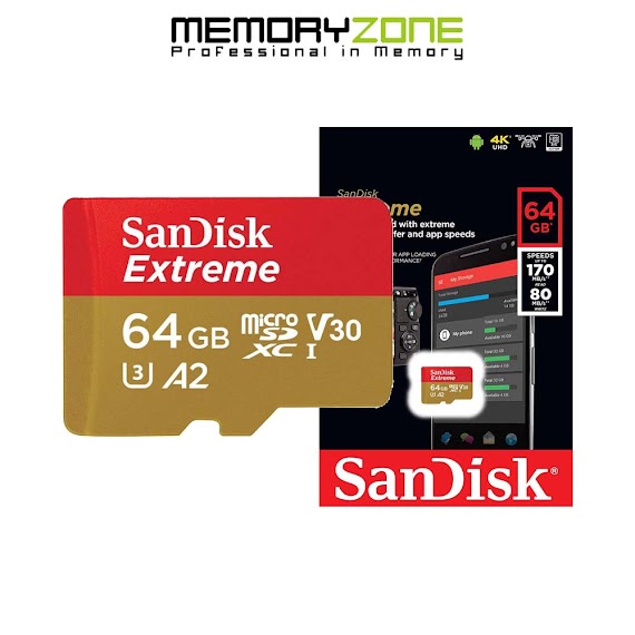 Thẻ Nhớ Microsdxc Sandisk Extreme V30 A2 64Gb 170Mb/S Sdsqxah - 064G - Gn6Mn