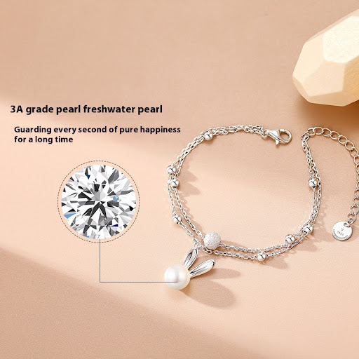 Title 5, Ferris Wheel Rabbit Pearl Bracelet for Women, a...