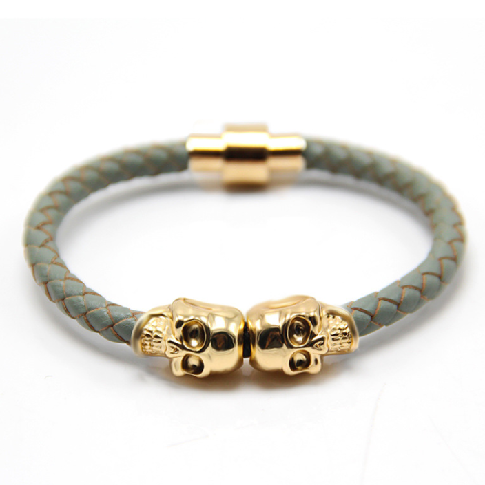 Bracelet de tête fantôme en cuir masculin explosif Bracelet de crâne de haute qualité