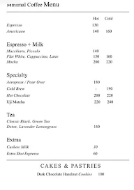 Minimal Coffee Roasters menu 1