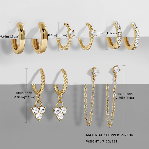 Title 1, Fashion Metal Alloy Earrings Suit for Women. St...