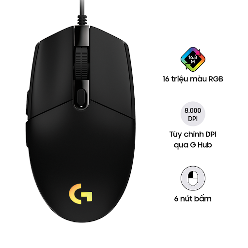 Chuột gaming Logitech G102 Gen2 Lightsync (Đen) - Hàng trưng bày