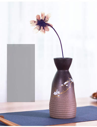 Title 10, Vintage Ceramic Sake Pot Cup Set Japanese Cherr...