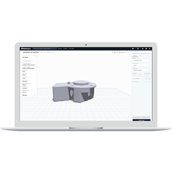 Markforged Eiger software on a laptop for a Markforged 3D printer