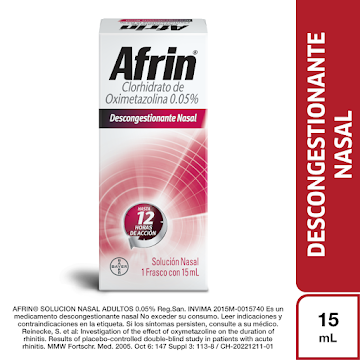 Afrin Clorhidrato de Oximetazolina 0. 05% Gotas Bayer Frasco x 15 ml  
