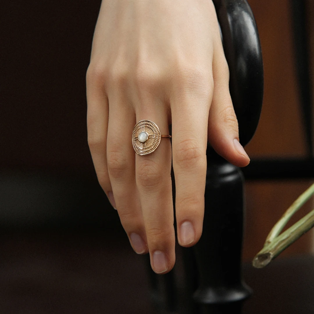 Title 5, Anillo de plata de ley para mujer, retro, peque...