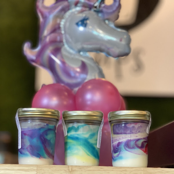 Unicorn Dream🦄Sweet and dreamy cheesecake sweetened with local strawberry honey!  if you were to find a unicorn🦄 this is what we think the sunsets would look like!