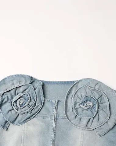 Long sleeve denim clothing with a t - 1