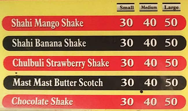 Singhal Snacks & Shakes Corner menu 