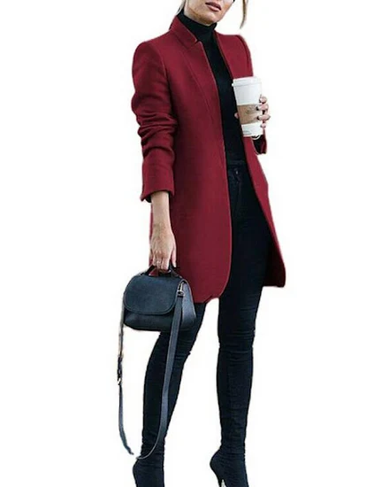 Coat Solid Color Long Sleeve Fashion Temperament Autumn A... - 1