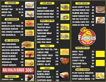 Famous Fast Food pizza menu 