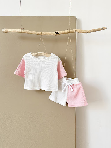 Title 13, Korean Baby Two-piece Suit with Waffle Stitchin...