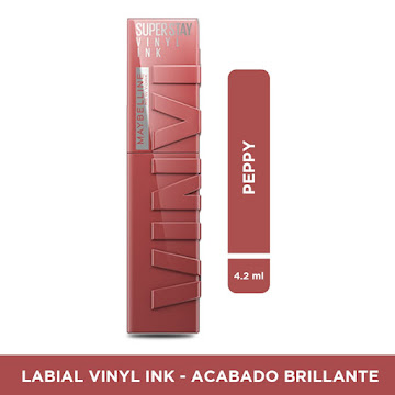 Labial Maybelline Super   Stay Vinyl Ink Peppy x 4.2 ml 