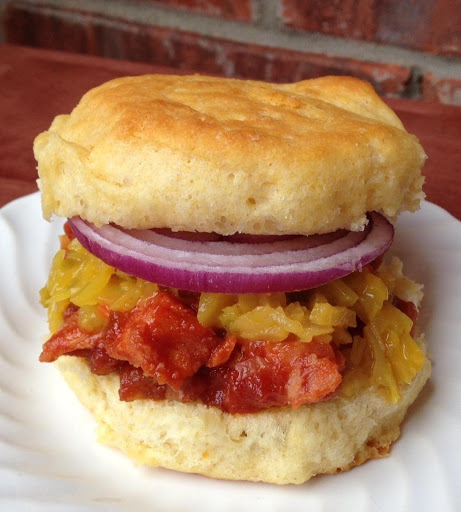 Hoosier Country BBQ Ham CornBiscuit Sandwich