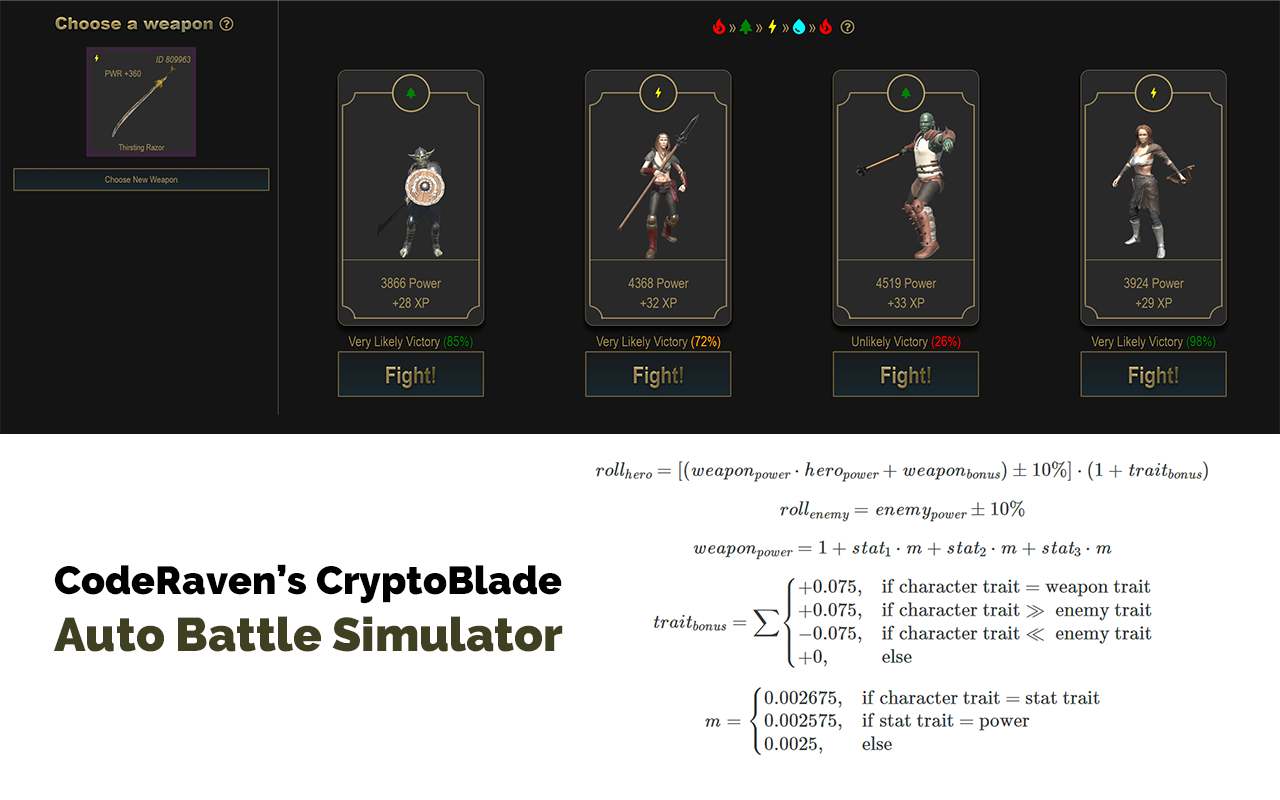 CodeRaven's CryptoBlade Battle Simulator Preview image 0