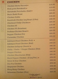 Adithya's Chettinadu Restaurant menu 2