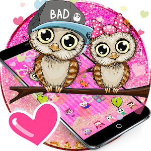 Download Pink Cute Owl Cartoon Theme For PC Windows and Mac