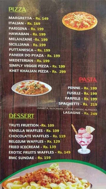 Blue Mountain Cafe menu 