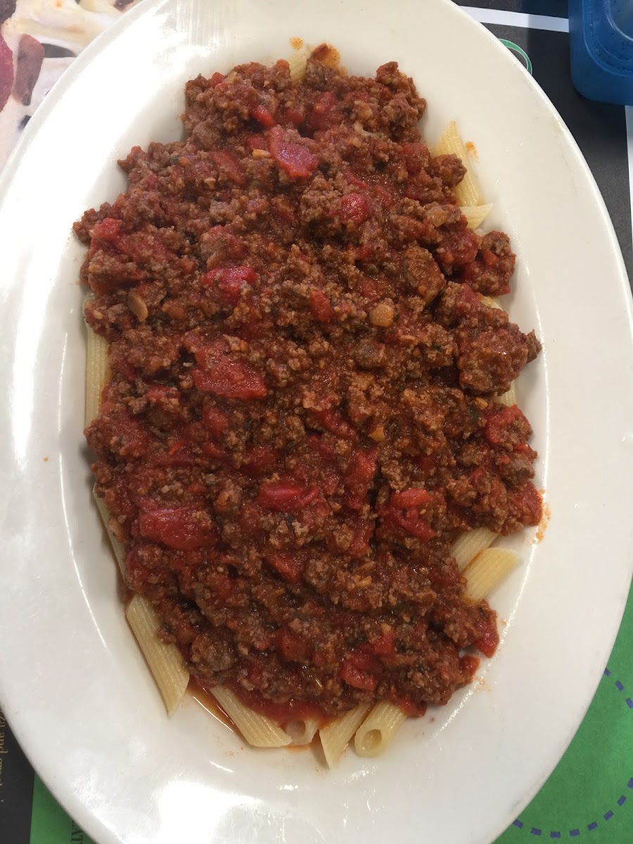 Gluten free pasta with Bolognese sauce