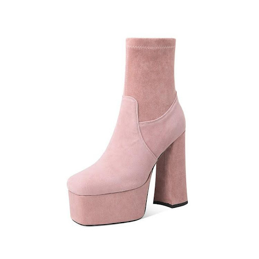 Title 2, Womens Square Toe Platform High Heel Ankle Boots