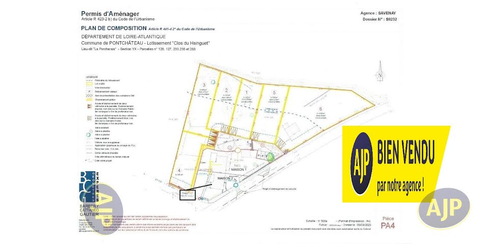 Vente terrain  519 m² à Pontchâteau (44160), 63 000 €