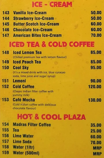 Dosa Plaza menu 