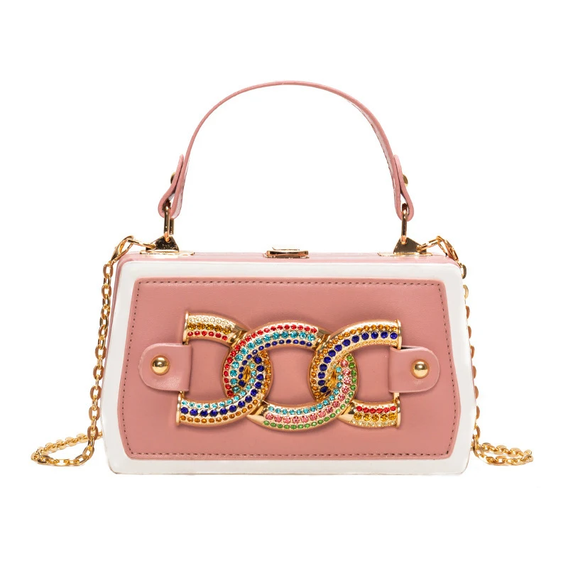Kleurrijke diamant luxe design box bag schoudertas. Stijlvolle tas voor dames, perfect voor dagelijks gebruik en speciale gelegenheden.