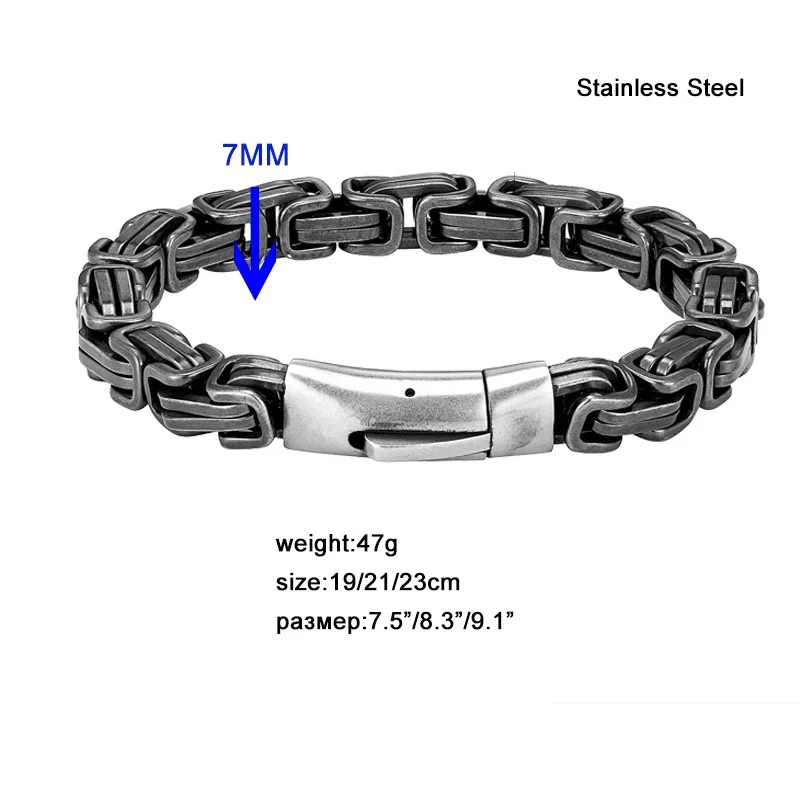 Bracelet Empereur Rétro Homme en Acier Titane Boucle Carrée – Élégance intemporelle et robustesse. Le bijou parfait pour affirmer votre style masculin.