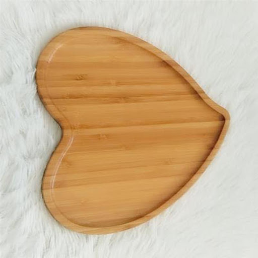 Title 3, Bamboo Wooden Love Fruit Plate Dinner Plate off...