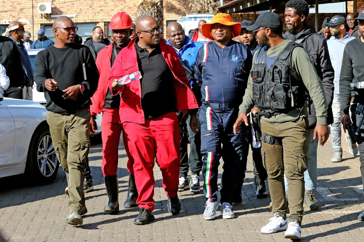 Lawrence Baloyi, Dr Mgcini Tshwaku and Kenny Kunene after a meeting with taxi owners and e-hailing following a conflict where a person was killed and several cars stoned.