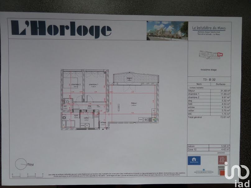 Vente appartement 4 pièces 113 m² à Le Mans (72000), 217 320 €