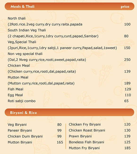 Kalinga's Kitchen menu 