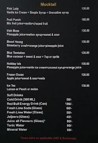 Sky Lounge menu 1