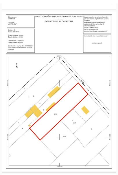 Vente terrain à batir  3420 m² à Monteneuf (56380), 108 500 €