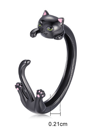 Title 4, Electroplated Creative Black Cat Open Ring for ...