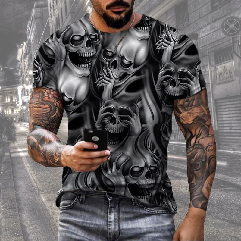 T-Shirt Homme Sport Street à Manches Courtes avec Impression Numérique, Confortable et Tendance, Idéal pour le Sport et le Quotidien