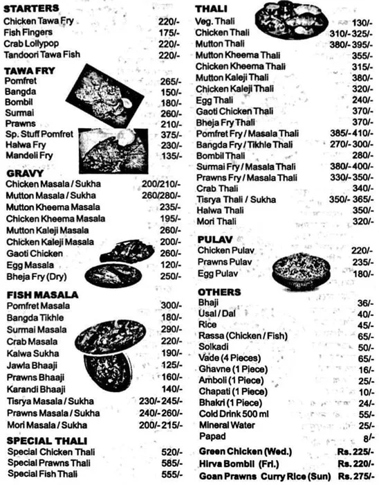 Acharekar's Malvan Katta menu 